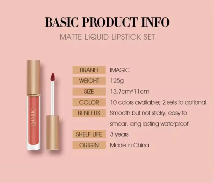 IMAGIC MATTE LIQUID LIPSTICK KIT (SET-1 WHISPER) - Image 12
