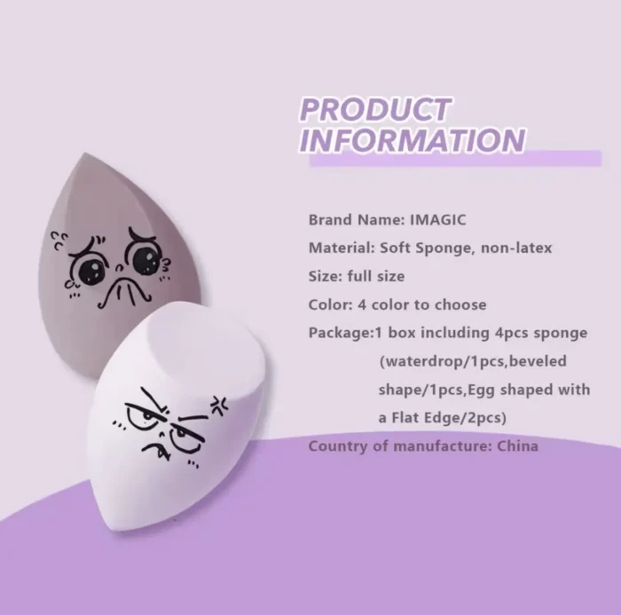 IMAGIC 4pcs/Set Makeup Sponge With Storage Box Soft Professional Puff - Image 7